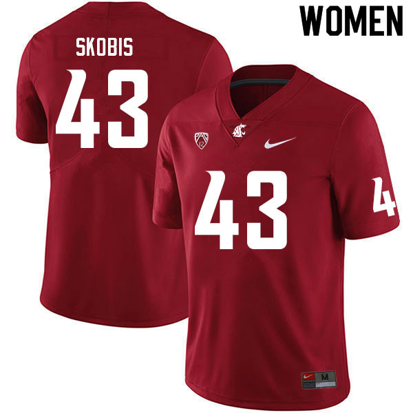 Women #43 Jacob Skobis Washington State Cougars College Football Jerseys Sale-Crimson